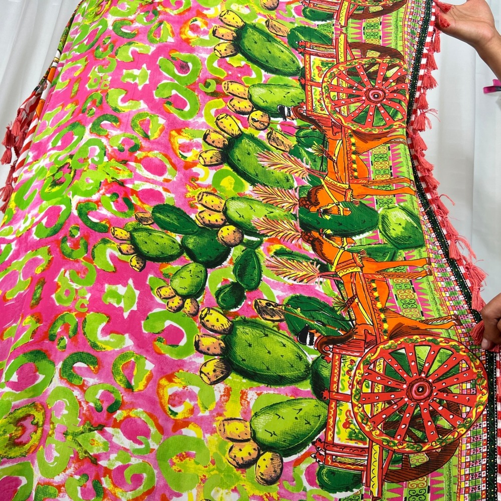 Antica Sartoria Beaded Tassel Kaftan Dress Pink Green OS Vacation Resort NEW - Picture 14 of 16